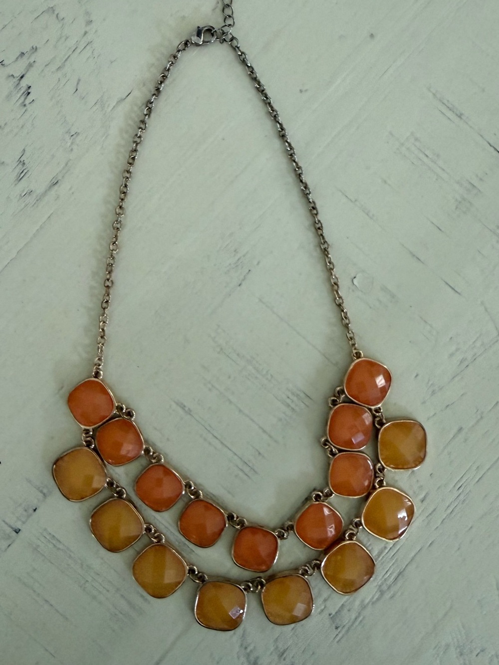 Women's Multi-Panel Orange Statement Necklace